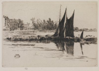 ハーリンガム、1859（紙にエッチング） 作： James Abbott McNeill Whistler