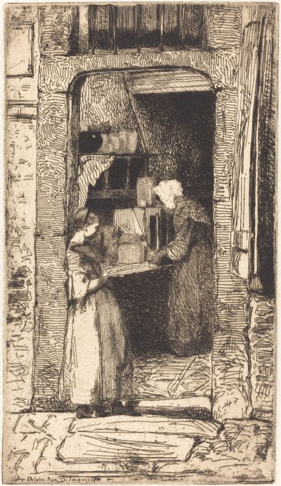マスタードの売り手、1858年。 作： James Abbott McNeill Whistler