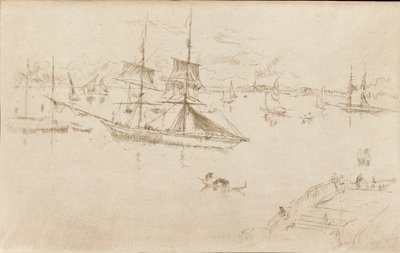 ラグーン-正午、1879-1880。 作： James Abbott McNeill Whistler