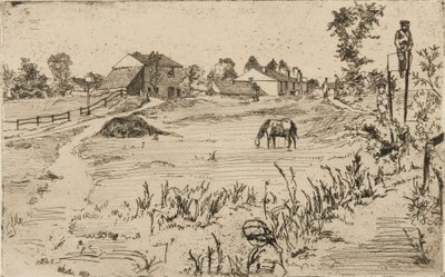 馬のある風景、1859年。 作： James Abbott McNeill Whistler