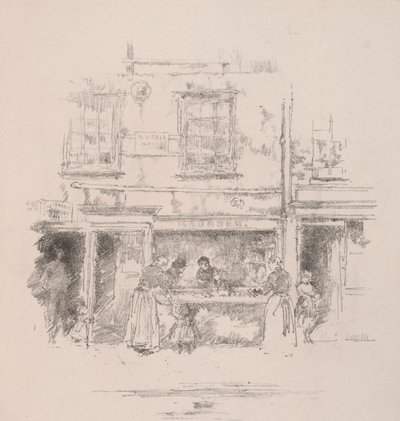 Maunders Fish Shop、チェルシー、1890年。 作： James Abbott McNeill Whistler