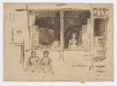 メロン・ショップ、ハウンズディッチ 1886-88年頃 （エッチング、紙にインク） 作： James Abbott McNeill Whistler