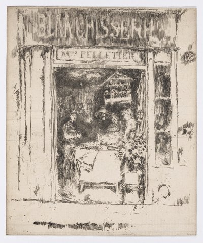 ペレティエ夫人、ブランチスリー、パリ、1892-93年頃（エッチング、インク、紙） 作： James Abbott McNeill Whistler