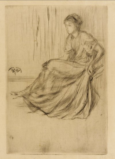 座っているモデル、1873 年。 作： James Abbott McNeill Whistler