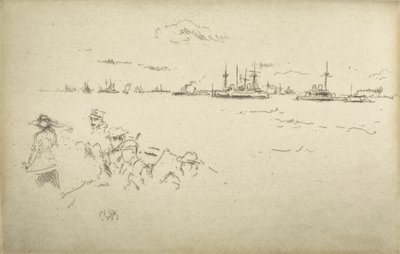 モニター、1887年の「海軍の復習」と題された12のエッチングセット 作： James Abbott McNeill Whistler