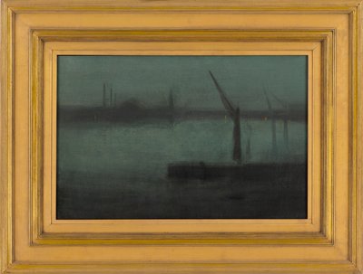 夜想曲。青と銀--ボタシーリーチ、1870-1875。 作： James Abbott McNeill Whistler
