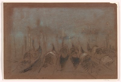 ノクターン、サンジョルジョ、1880年（灰色がかった茶色の紙にチョーク） 作： James Abbott McNeill Whistler