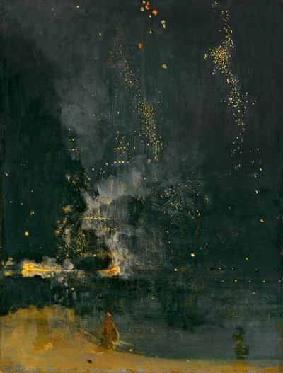 ブラックとゴールドのノクターン、落下ロケット、1875 作： ジェームズ・アボット・マクニール・ウィスラー