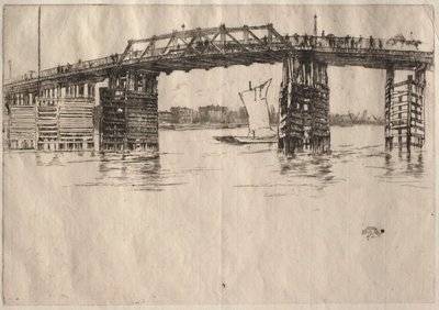 古いバタシー橋。 作： James Abbott McNeill Whistler