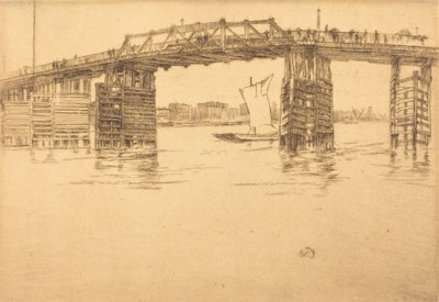 1879年の旧バタシー橋。 作： James Abbott McNeill Whistler