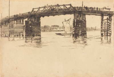 古いバタシー橋、1879 年。 作： James Abbott McNeill Whistler