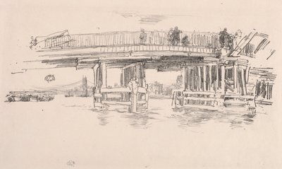 1879年の古いバタシー橋。 作： James Abbott McNeill Whistler