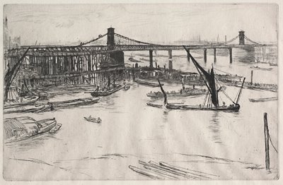 古いハンガーフォード橋。 作： James Abbott McNeill Whistler