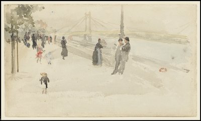 ピンクとシルバー-チェルシー、堤防、1885年 作： James Abbott McNeill Whistler