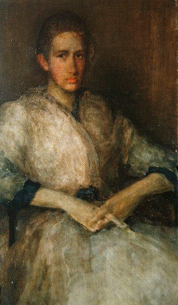 エレン・スタージス・フーパーの肖像、1890年頃（ウッドパネルに油彩）（419724も参照） 作： James Abbott McNeill Whistler