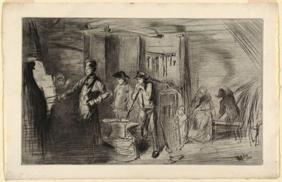 印刷、The Forge、テムズ川と他の主題に関するシリーズのエッチング、1861年 作： James Abbott McNeill Whistler
