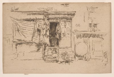 ラグ・ショップ、ミルマンズ・ロウ、チェルシー 1886-88年頃 （エッチング、紙にインク） 作： James Abbott McNeill Whistler