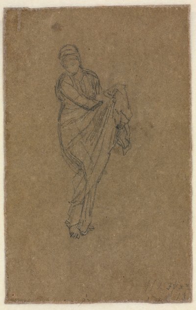 立っている女性が彼女のドレスを持ち上げているc。 1872年。 作： James Abbott McNeill Whistler