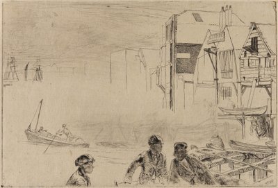 スティーブンスのボート ヤード、1859 年。 作： James Abbott McNeill Whistler