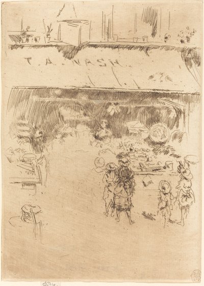 1886年頃のT.A.ナッシュのフルーツショップ。 作： James Abbott McNeill Whistler