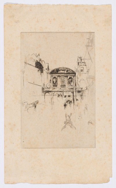 テンプル・バー、1877年頃（エッチング、ドライポイント、インク、紙） 作： James Abbott McNeill Whistler