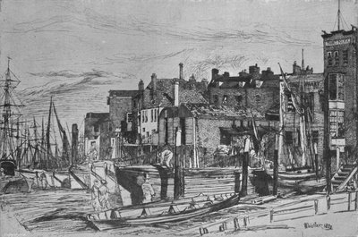 テムズ警察は以前、ワッピングワーフと呼ばれていました、1859年、1903年 作： James Abbott McNeill Whistler