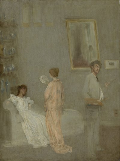 彼のスタジオの芸術家、1865-66 作： James Abbott McNeill Whistler