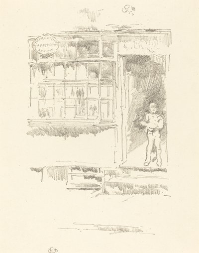 ミューズにある理髪店、1896 年。 作： James Abbott McNeill Whistler