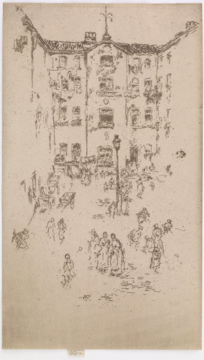 中庭」、ブリュッセル、1887年 作： James Abbott McNeill Whistler