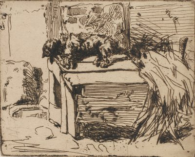 犬小屋の上の犬」1858年 作： James Abbott McNeill Whistler