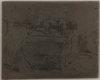 犬小屋の犬、1858年。 作： James Abbott McNeill Whistler