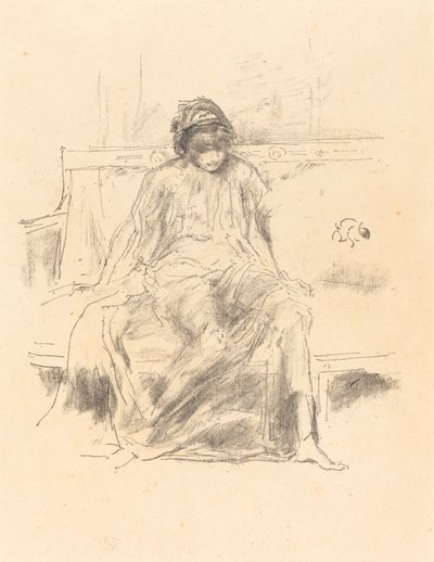 ドレープをかけられた人物、座っている人」1893年 作： James Abbott McNeill Whistler