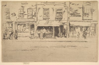 フィッシュショップ、忙しいチェルシーフィッシュショップ、チェルシー、1886年-87年。 作： James Abbott McNeill Whistler