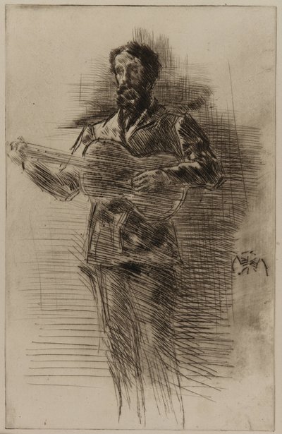 ギター奏者 M.W. リドリー、1875 年。 作： James Abbott McNeill Whistler