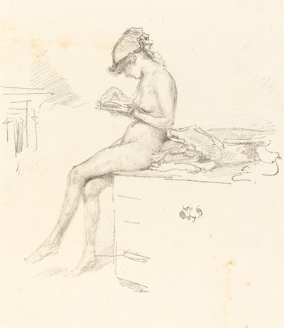 リトルヌードモデル、読書、18891890。 作： James Abbott McNeill Whistler