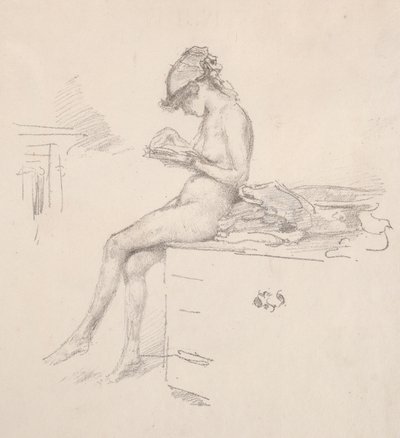 リトルヌードモデルリーディング、1890。 作： James Abbott McNeill Whistler