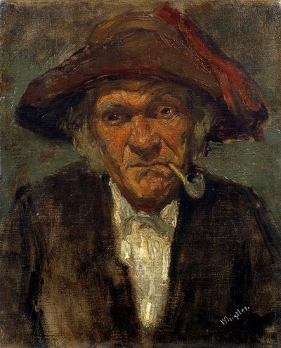 パイプを持つ男」の絵画 ジェームズ・マック・ニール・ウィスラー（1834-1903 作： James Abbott McNeill Whistler