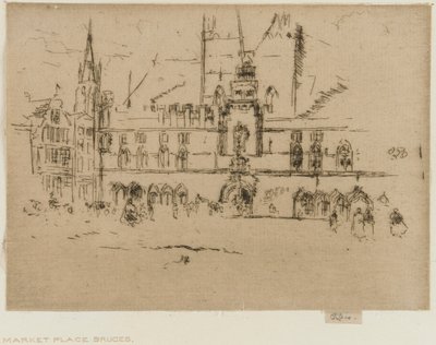 マーケット、ブルージュ、1887年 作： James Abbott McNeill Whistler