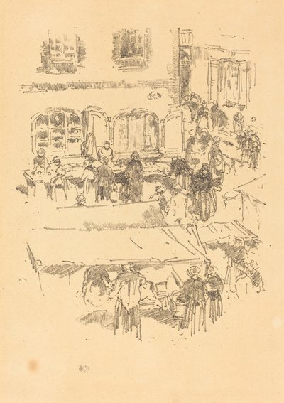 マーケットプレイス』ヴィトレ、1893年。 作： James Abbott McNeill Whistler