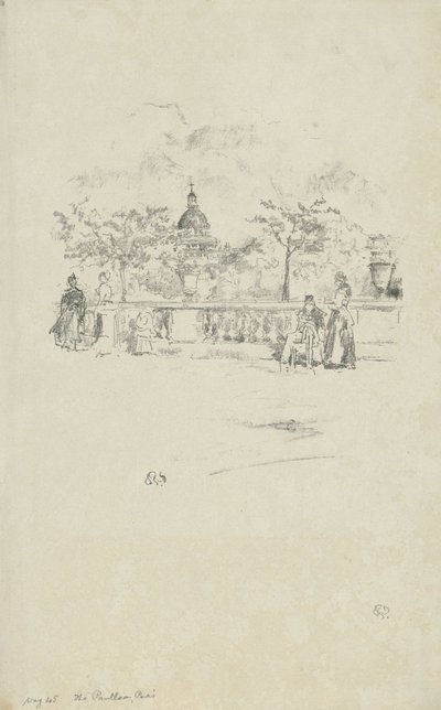 リュクサンブール公園のテラスから見たパンテオン 作： James Abbott McNeill Whistler