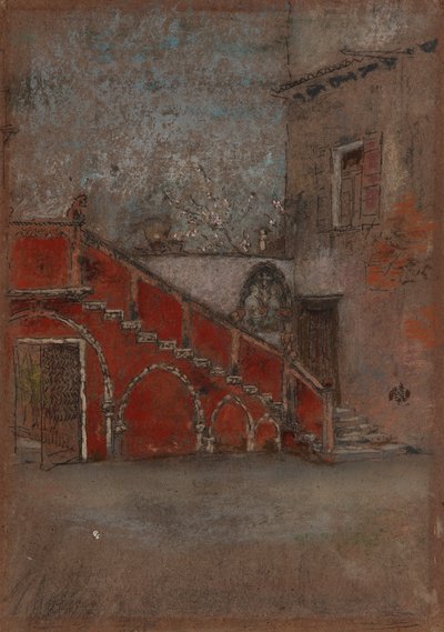 階段。赤色のノート、1880年 作： James Abbott McNeill Whistler