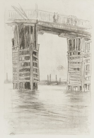 トールブリッジ、1878年（紙にリソティント） 作： James Abbott McNeill Whistler