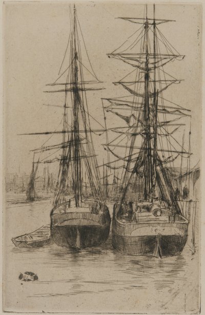二隻の船、1875年。 作： James Abbott McNeill Whistler