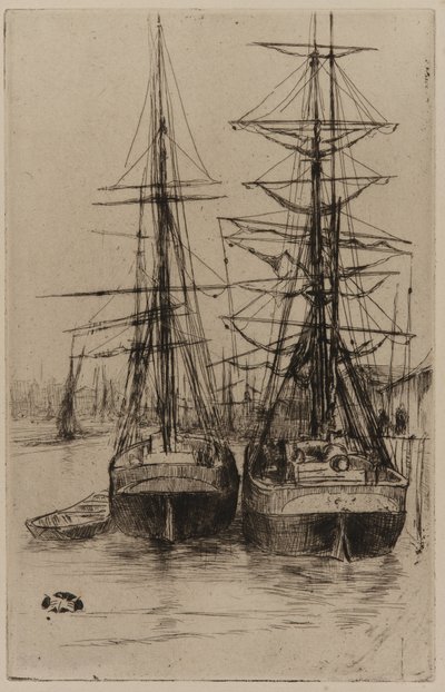 二隻の船、1875年。 作： James Abbott McNeill Whistler
