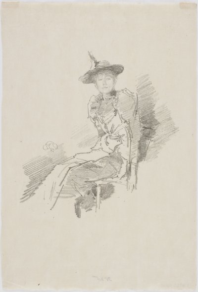 翼のある帽子、1890（紙にリソ） 作： James Abbott McNeill Whistler