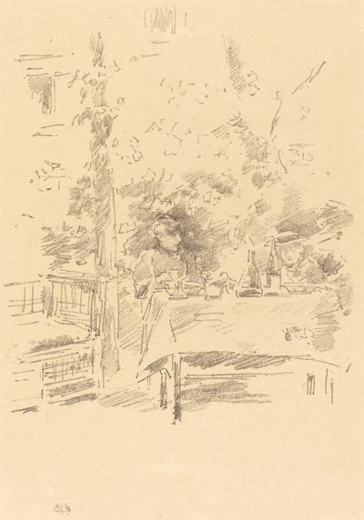 1894年の庭でのテテ・ア・テテ。 作： James Abbott McNeill Whistler