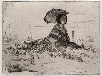 自然からの12のエッチング：En Plein Soleil、1858。 作： James Abbott McNeill Whistler