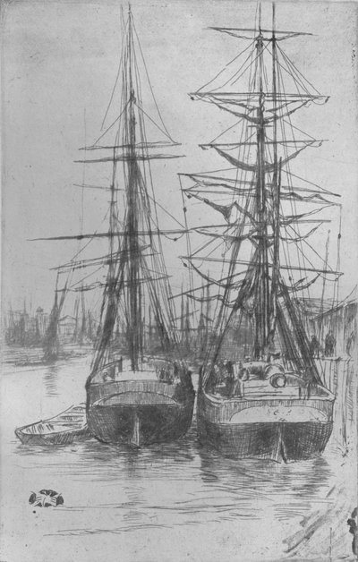 2隻の船、1875年、1904年 作： James Abbott McNeill Whistler