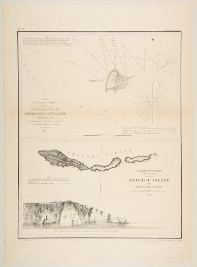 米国沿岸測量... スミス島またはブランツ島、ワシントン米国沿岸部の偵察...、1854-57 作： James Abbott McNeill Whistler