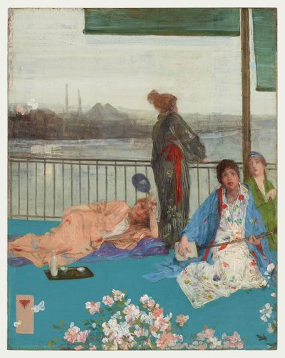 肉の色と緑のバリエーション - バルコニー 作： James Abbott McNeill Whistler